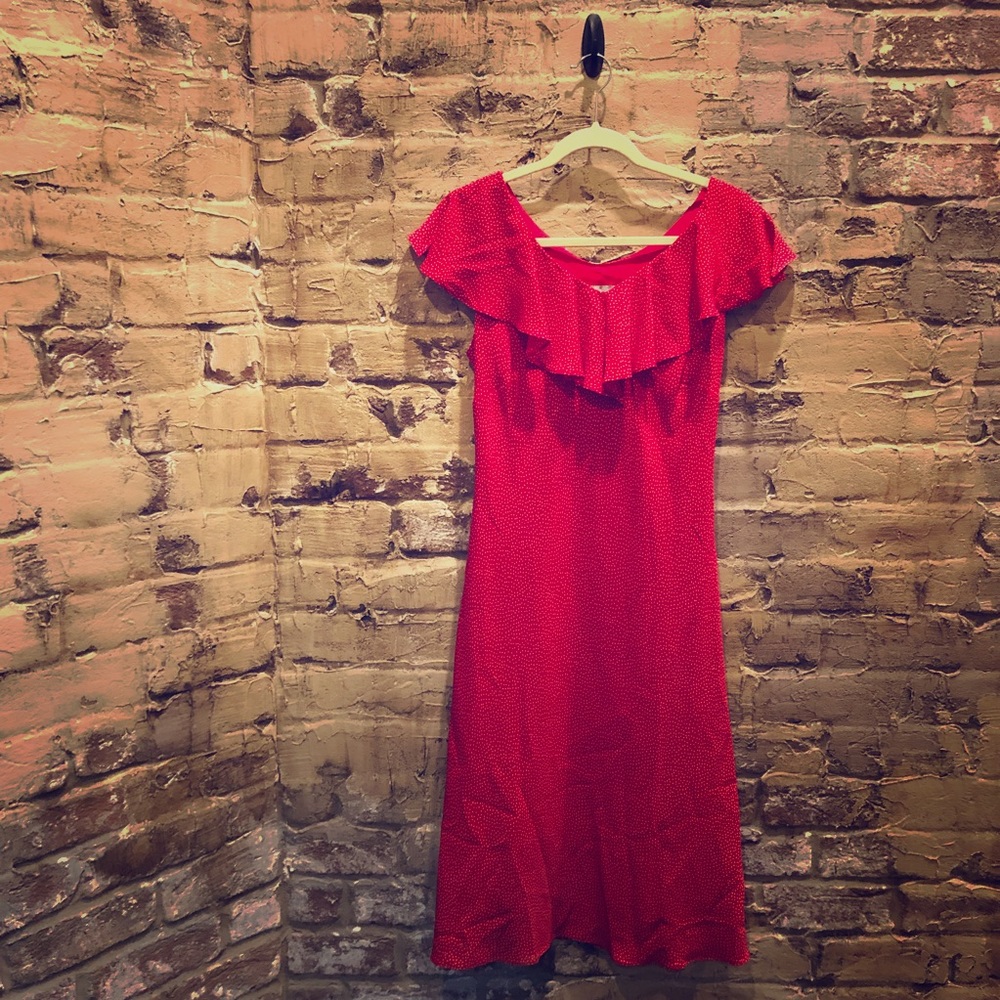 Red polka dot dress